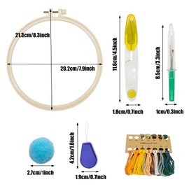 Allazone Beginner Embroidery Set, 4 Pieces Floral Pattern Plants Cross Stitch Kit, Embroidery Hoop, Instructions and Tools, Cross Stitch Set for DIY Art, Crafts