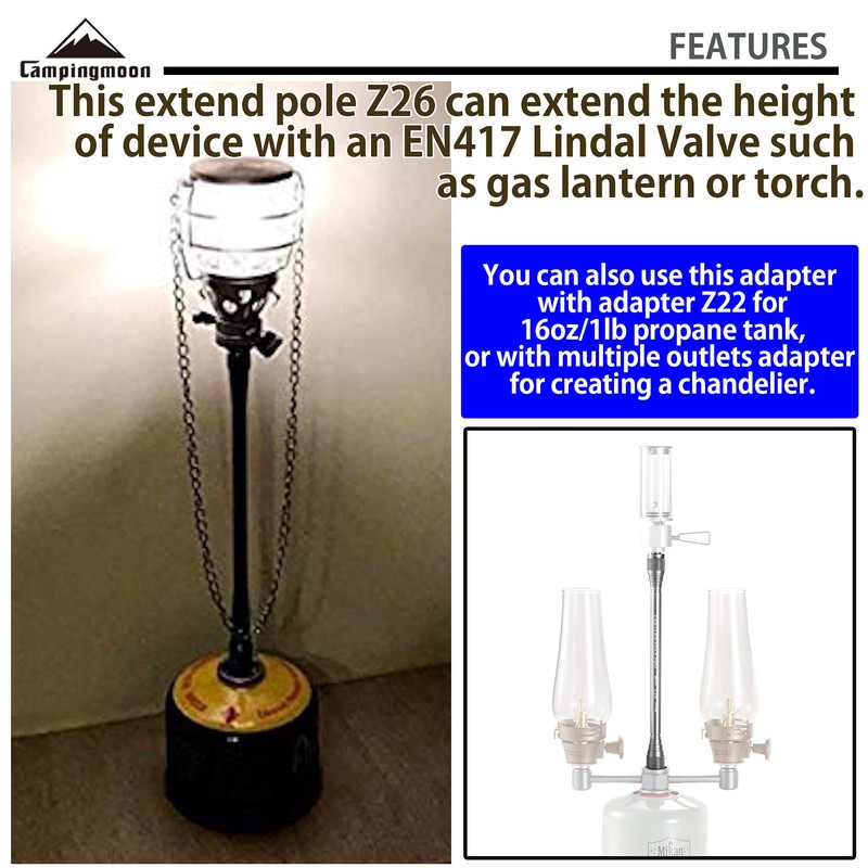 CAMPINGMOON 9'' Length Extension Pole Rod for Camping Lantern Z26