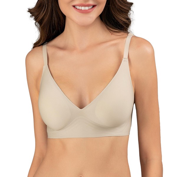 Leezepro Women's Bra without Underwire Seamless with V-Neck Non-Wired Seamless
