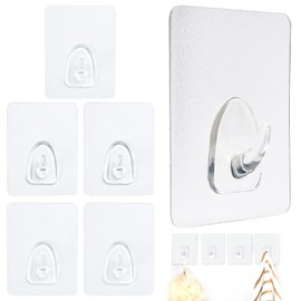 Rairsky QVC Magic Hooks, Pack of 6 Magic Hooks, Original, Waterproof Wonder Hooks for Kitchens and Bathrooms, Max 10 kg (6 x 8 cm)