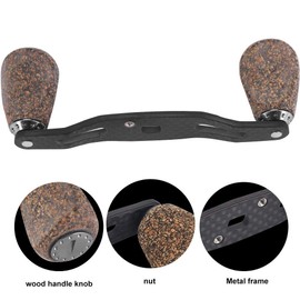 Reel Handle, Carbon Fiber Frame Fishing Reel Handle Sets with Wood Knob Fittings Replacement