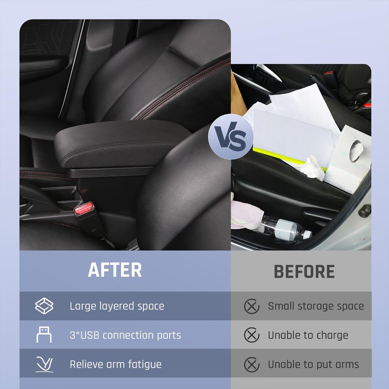 YJYWZH Car Armrest Box for Honda Fit Jazz 2002-2008, 3USB