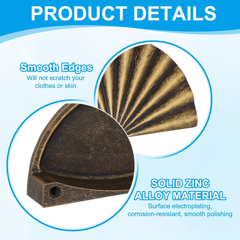 PATIKIL 3" (76mm) Drawer Cup Pulls, 5 Pack Solid Brass
