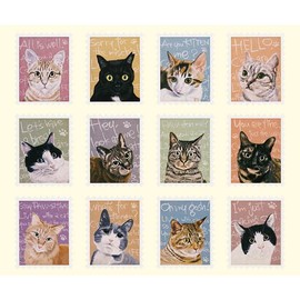 HEADS CHRA-1S Gift Stickers 1.3 x 1.6 inches (3.2 x 4 cm), 120 Pieces, Assorted Cats, Charity, Animal Stickers