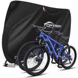 toptrek Bicycle Cover for 2 Bikes 210D with Seam Tape Oxford Fabric Waterproof High Quality Bicycle Garage Outdoor 210 x 110 x 95 cm Tear Resistance Sun Protection Bicycle Protective Cover with Bag