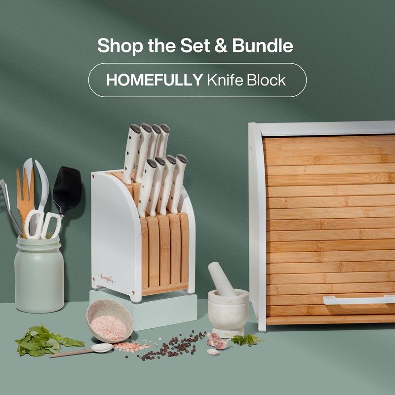 HOMEFULLY Bamboo Double Layer Bread Box for Kitchen Countertop, Roll