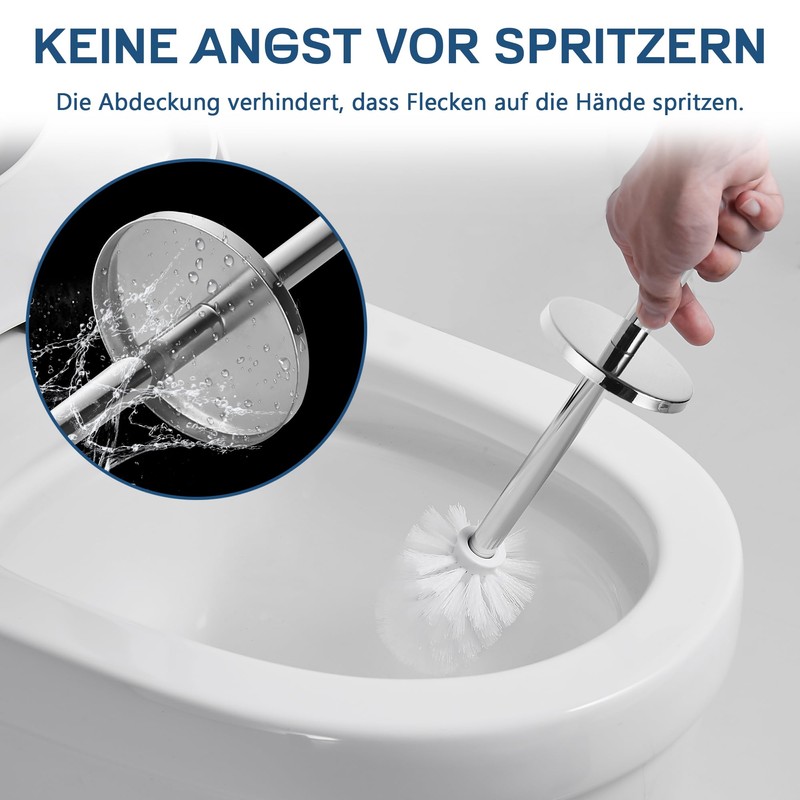 FIISAYL Miroir Toilet Brush with Stainless Steel Handle and Base