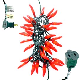 LUCKY SHINE 35 Red Pepper Decorative Lighting String, Commercial Grade LED Chili Light Set 18 FT, for Kitchen, Living Room, Garden, Patio.