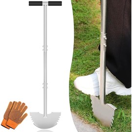 Serrated Edger Lawn Tool - Half Moon Shovel with Softer T-Handle, Lawn Edger for Yard, Garden, Landscaping, Sidewalk, Cable Burial - Ergonomic Design, Rust-Proof, 38 in.