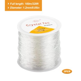 Elastic Stretch Cord, 2 Rolls of 1.2 mm Transparent Jewellery Thread, Elastic Jewellery Thread, Bead Cord for Bracelets, Rubber Bands, Nylon Thread for Bead Jewellery, Bracelets, Crafts (200 Metres)