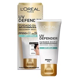 L'Oréal Paris Protector Solar Diario Anti-Brillo FPS50+ UV Defender, 40ml + Desmaquillante Bifásico 200ml
