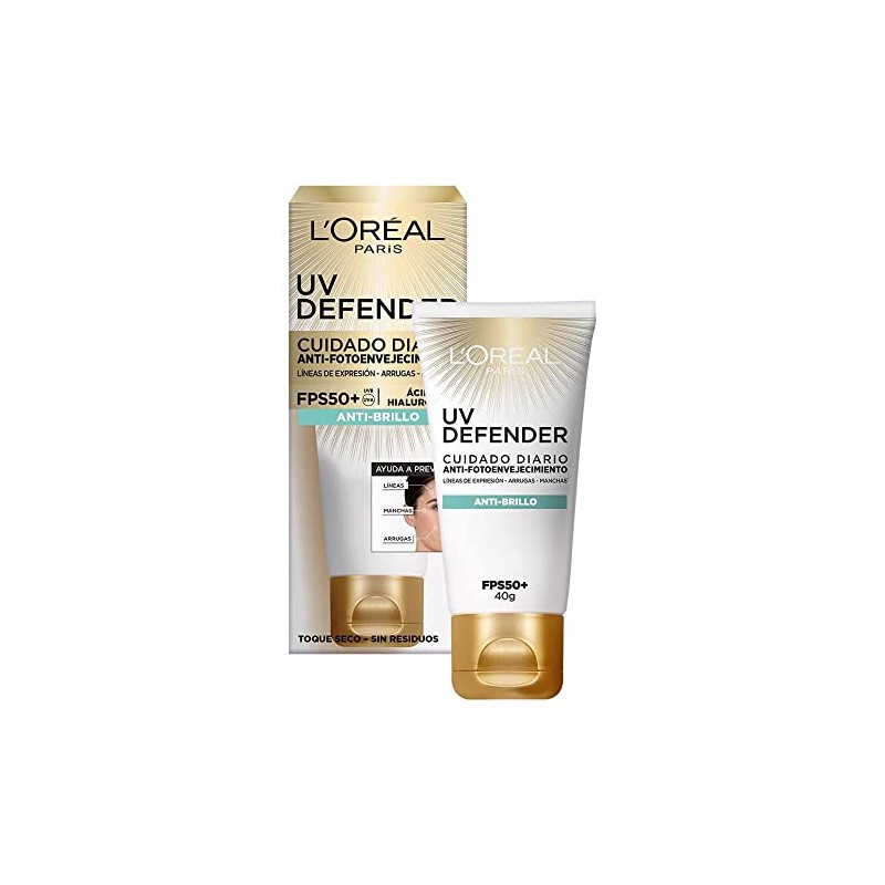 L'Oréal Paris Protector Solar Diario Anti-Brillo FPS50+ UV Defender, 40ml