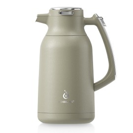 IDEUS Thermal Coffee Carafe 68oz (2,000ml), Stainless Steel Double Wall Insulated Vacuum Flask, Water Jug Coffee Server and Beverage Dispenser, Heat and Cold Retention (Celadon, 68oz (2,000ml))