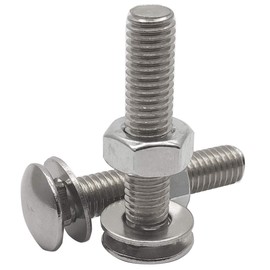 10Sets M8-1.25 40mm 304 Stainless Steel Carriage Bolts, Nuts, Flat Washers Kits, Plain Finish