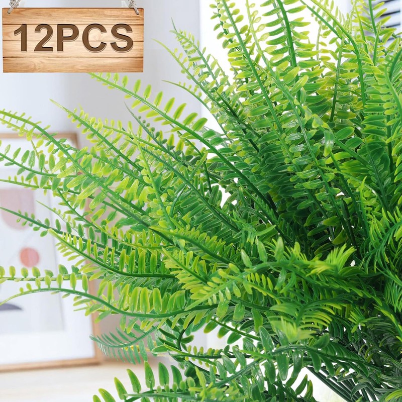 12pcs Artificial Plants Greenery Simulation Plants Fern Wort Fake Grass