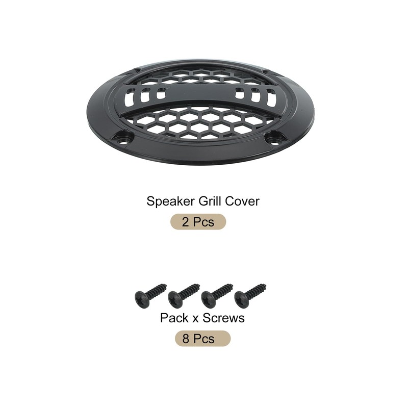 sourcing map 2 Pcs 2inch Black Speaker Grill Mesh Plastic