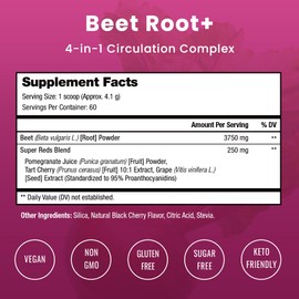 NutraChamps NutraChamps Beet Root Powder Circulation Supplement, Superfood Powder Nitric Oxide Supplement with Beetroot Juice, Super Reds Powder & Grape Seed Extract, No Sugar Beet Supplement - 8.74 Oz