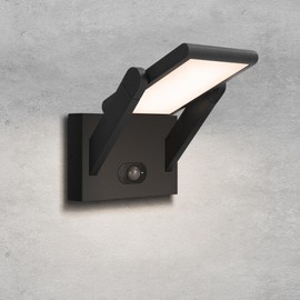 Solar Outdoor Motion Sensor Wall Light, LED Modern Exterior Lights Fixtures, Rotatable and 3 Lighting Modes Aluminum IP65 Waterproof Fixture for Porch Patio Garden Garage Fence Front Door Yard Barns