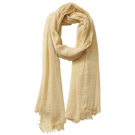 HeiDmai Unisex Cotton Blend Crinkle Vintage Soft Scarf with Fringed Edges 35" × 70" (Khaki)