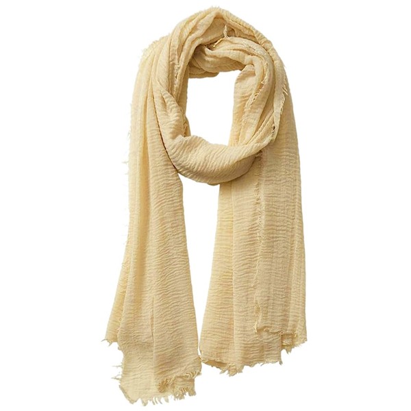 HeiDmai Unisex Cotton Blend Crinkle Vintage Soft Scarf with Fringed