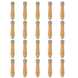 TopHomer 20 Pieces Wooden File Handle, Safety File Handle with Metal Safety Rings, File Cutting Tool Handle, Durable Replacement File Cutting Handle for Woodworking Carpenter (110mm)
