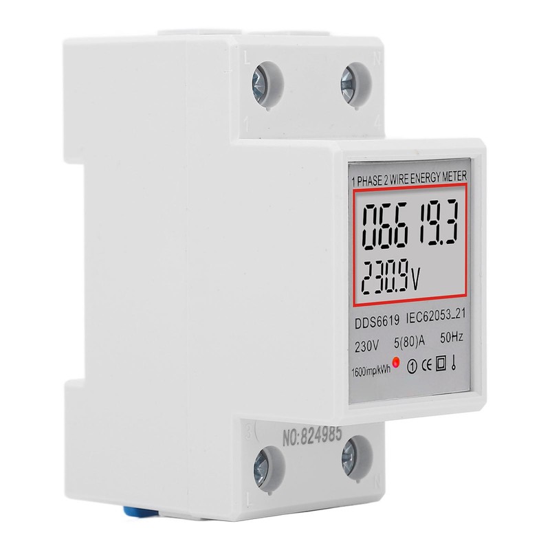 LCD Digital Electricity Meter Single Phase 2 Pin DIN Rail