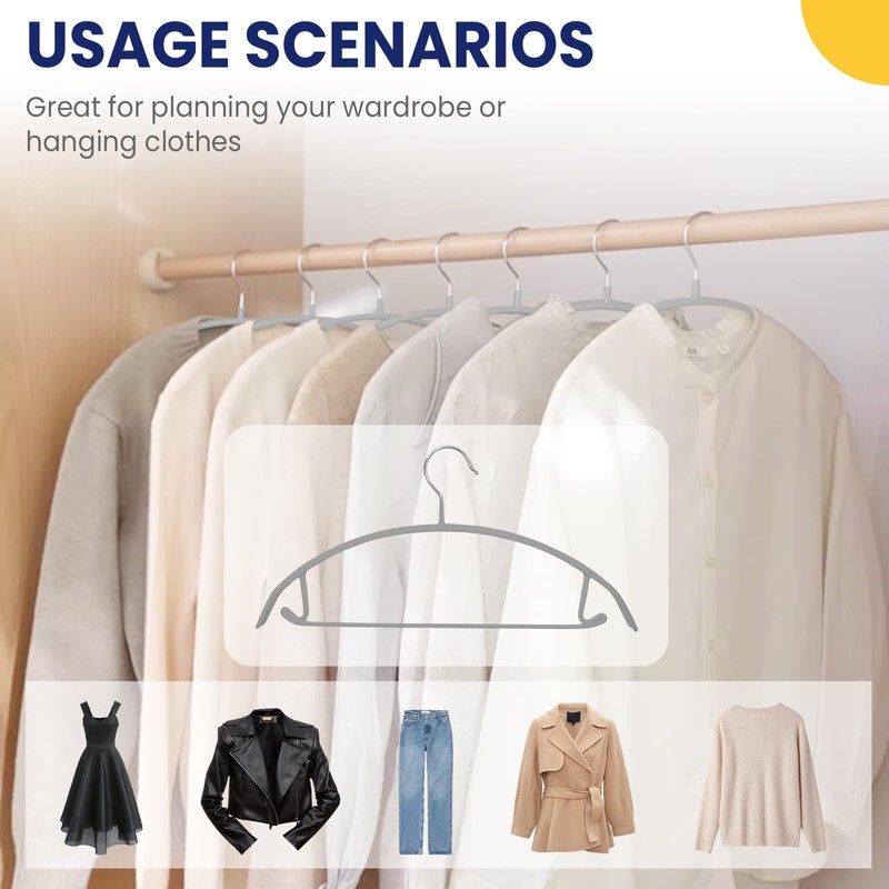 Jiang&Rong 30 Pack 16 Inch Rubber-Coated Non-Slip Metal Hangers -