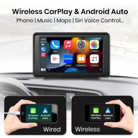Junsun Universal Wireless CarPlay Portable Tablet with 7" Touch Screen Media Android Auto Car Radio Bluetooth GPS NavigationColor: Black