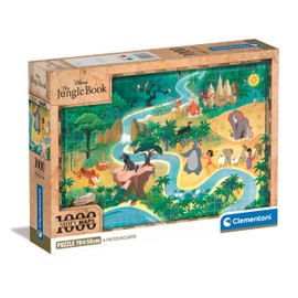 Clementoni 39813 The Jungle Book Jigsaw Story 1000 Pieces-Poster Included, Puzzle For Adults 14-99 Years, Gift For Men/Women, Map, Made In Italy, Multicolor