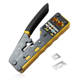 ZoeRax RJ45 Crimping Tool Pass Through Ethernet Crimping Tool for Cat6 Cat5 Cat5e RJ45 Connector with Replacement Blade