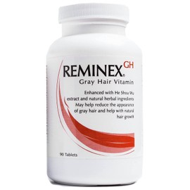 Reminex GH Anti Gray Hair Vitamins - 90 Capsules Hair Supplement Enriched with Saw Palmetto Extract Restores White Hair to Healthy Natural Color (Pack of 5)