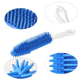 LandHope 2 Pack Pet Hair Removal Tool Pet Hair Remover Rubber Cat Hair Remover Portable for Carpet Clothes Furniture Sofa Leather Car Seat Bath with Massage Effect (Green + Blue)