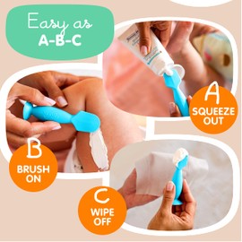 Bumco Mini Baby Diaper Cream Spatula with Case - BPA-Free Silicone Diaper Spatula with Suction Cup, Wipe-Clean Baby Bum Brush, Mom-Invented Butt Paste Applicator (Blue)