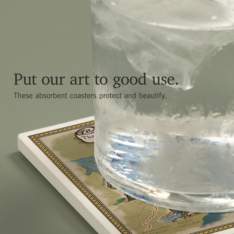 Appalachian Trail Map (Absorbent Ceramic Coaster, Single, Cork Back, Kitchen