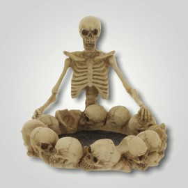 MIK funshopping Ingenious Ashtray in Alien & Mystic Design - Makes Any Room Your Personal Universe! Unique Ashtray Hand Painted for SciFi & Fantasy Fans (Skeleton Skull Circle)