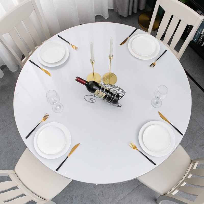 Clear Vinyl Fitted Tablecloth Waterproof Oilcloth Heavy Duty Elasticized Table