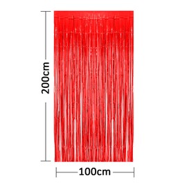 Red Metallic Tinsel Curtains Foil Fringe Shimmer Streamers Curtain Door Window Decoration for Party Supplies