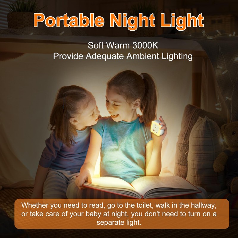 JackonLux Night Lights Plug Into Wall 2 Pack Rechargeable Battery