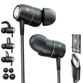 BACKWIN In-Ear Wired Earphones with Deep Bass, USB C Jack Headphones Wired with Microphone, Comfort Noise Cancelling Headphones, Type-C Jack, Immersive Bass Earphones USBC (USB C Jack)