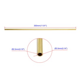 Aopin Brass Round Tube Copper Pipe ID 2.5mm / 1/10" x OD 3.5mm / 7/50" Hollow Copper Tubing - 300mm / 1 Ft / 12" Length Refrigerator Capillary, Cooling System, Wind Chime, 2pcs