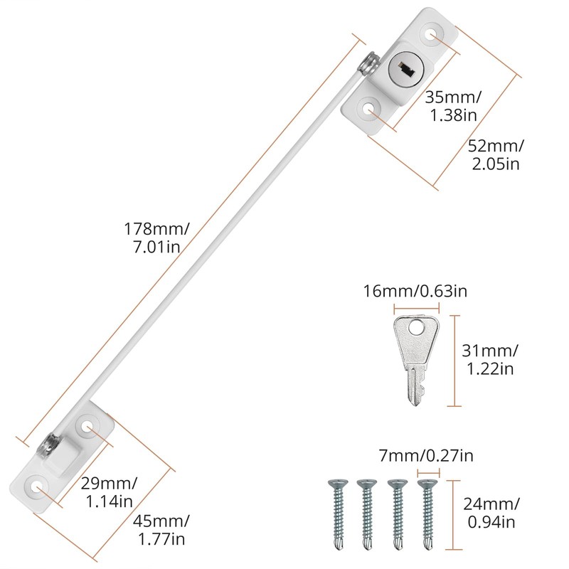 Kamtop 8 Pack Window Restrictor Locks, Childproof Cable Restrictor Lock