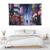 Japanese Anime Art Bustling Night Market Street Scene Tapestry Wall