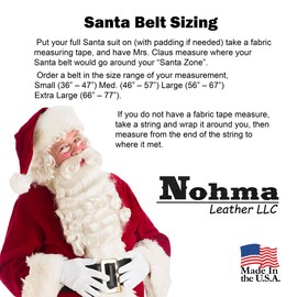 Santa Claus Belt, 2.5" Wide Leather Belt, Brass Buckle, Pirate Belt, Amish Handmade (Small - (36" - 47"))