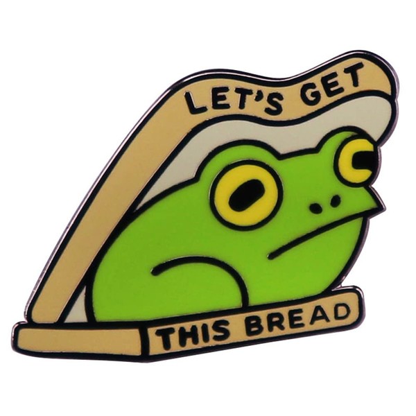 Let's Get This Bread Frog Metal Brooch Cartoon Animal Brooch Pin Badges for Clothing Backpack Funny Novelty Enamel Lapel Pin DIY Jewelry Decoration