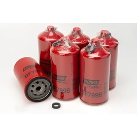 Baldwin BF7998 Spin-on Fuel Water Separator Filter, Heavy Duty 10 Micron, Replaces WIX 33765, Fleetguard FS19774 and 87803187 (Pack of 6)