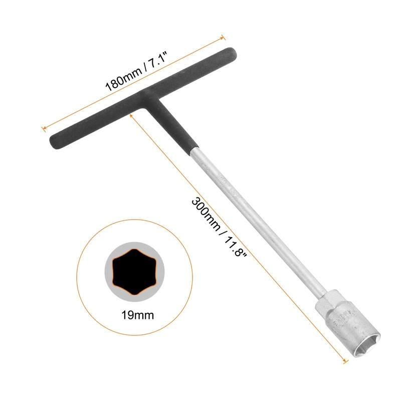 sourcing map 2pcs T-Handle Metric Socket Wrench 19mm CR-V 6-Point