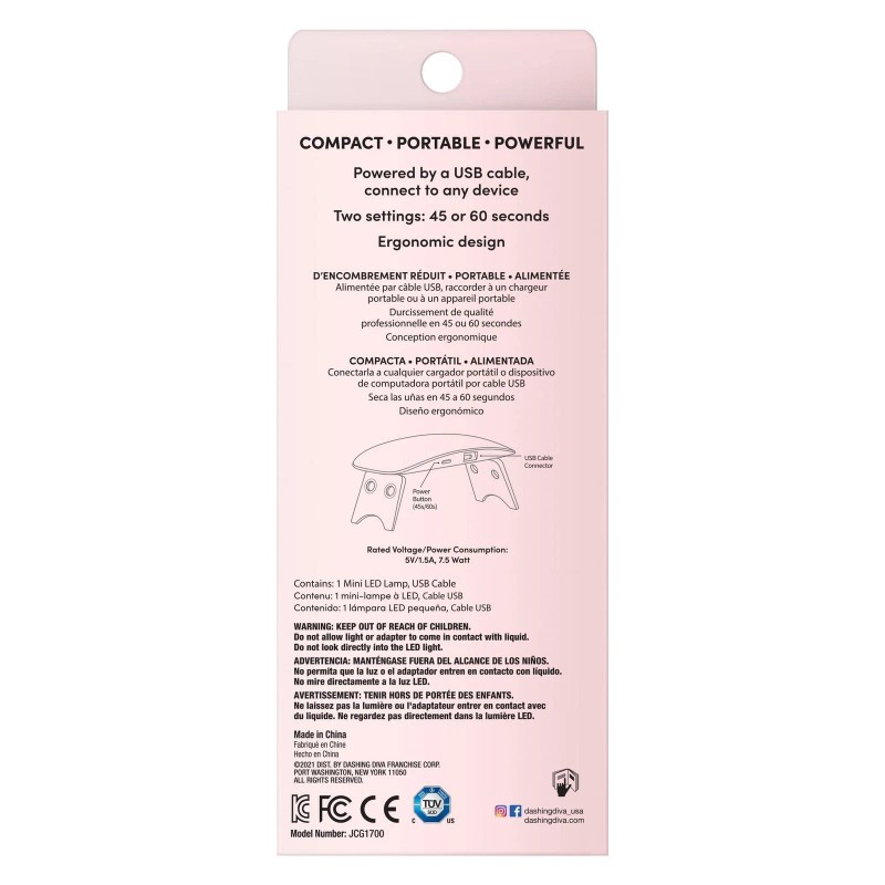 Dashing Diva Powerful White LED Nail Dryer Curing Lamp Compact