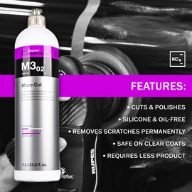 Koch-Chemie - Micro Cut Polishing Compound - Silicone Oil-Free; Permanent Removal of Holograms, Fine Scratches, and Sanding Marks to P3000 Grain Size; High Gloss Finish (250 milliliters)