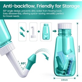 CYOUH Sinus Rinse Kit, Neti Pot 260 ml, with 60 Packets Nasal Wash Salt, Nasal Wash Nose Rinsing Cleanse Bottle for Adults, and with Allergic Rhinitis （Green）