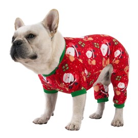 CuteBone Small Dogs Christmas Outfit Soft Puppy Onesies Pjs Dog Pajamas Pet Coat Cat Apparel Comfy Doggie Jumpsuit Bodysuit for All Seasons P135XL